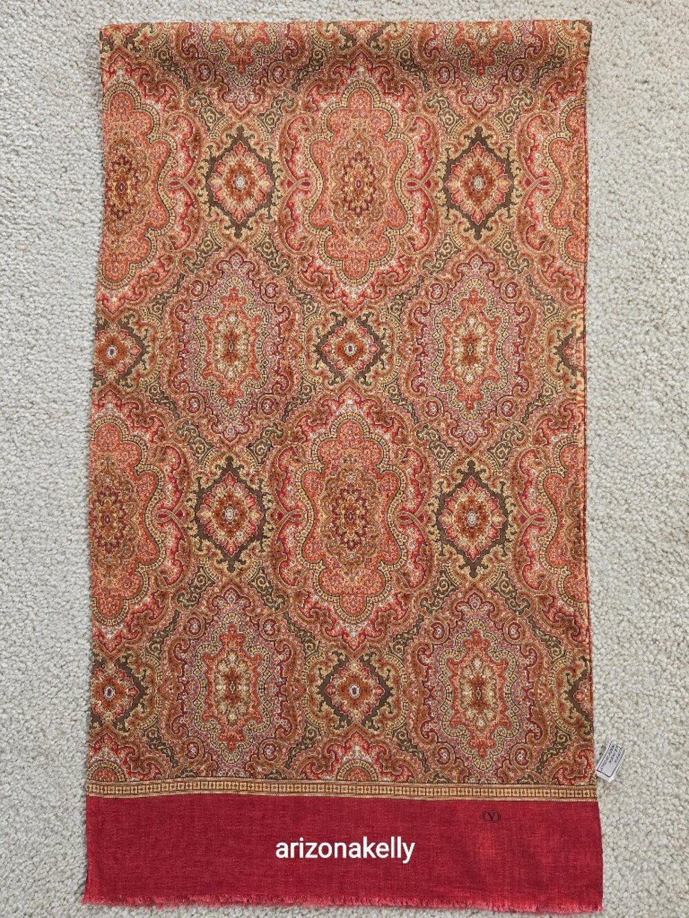 Valentino Linen Scarf Brick Red Earth Tones Autumn Fall